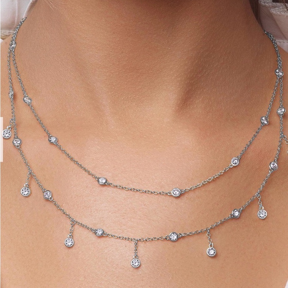 Stunning Jennifer Miller - White Gold plated Necklace with Crystal Accents